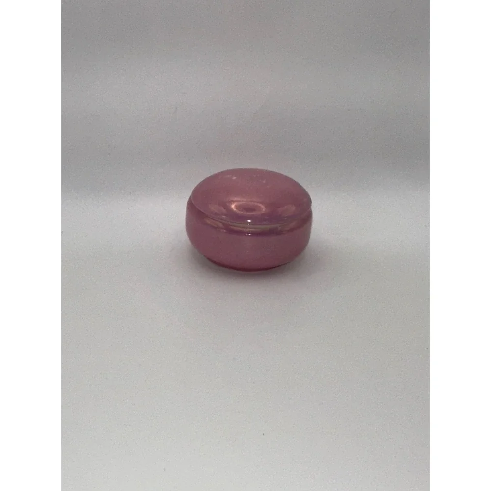 Vintage Czechoslovakia‎ Pink Iridescent Luster Ceramic Trinket Box Round Lidded